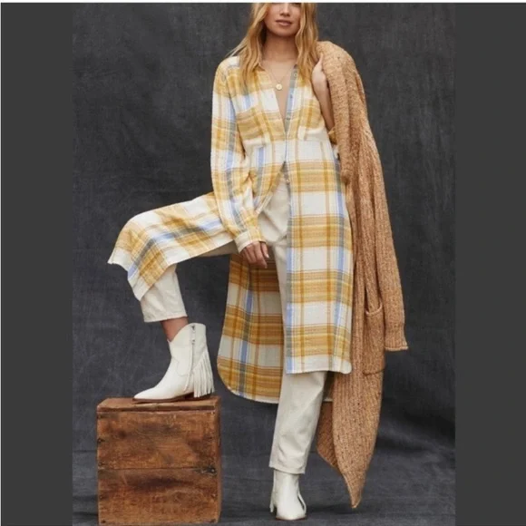 Anthropologie Pilcro Side-Slit Maxi Tunic Button-down Size Small NWT - Picture 2 of 10